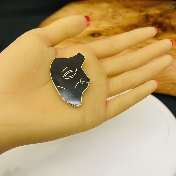 Vintage Albert Elovitz Phantom Of The Opera Black Enamel 1990 Brooch 4091 - Picture 3 of 8